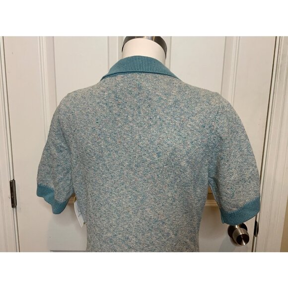 Matthew Bruch Seafoam Blue Tweed Knit Linen Mini Dress NWT $495 Size 2 - Picture 6 of 9